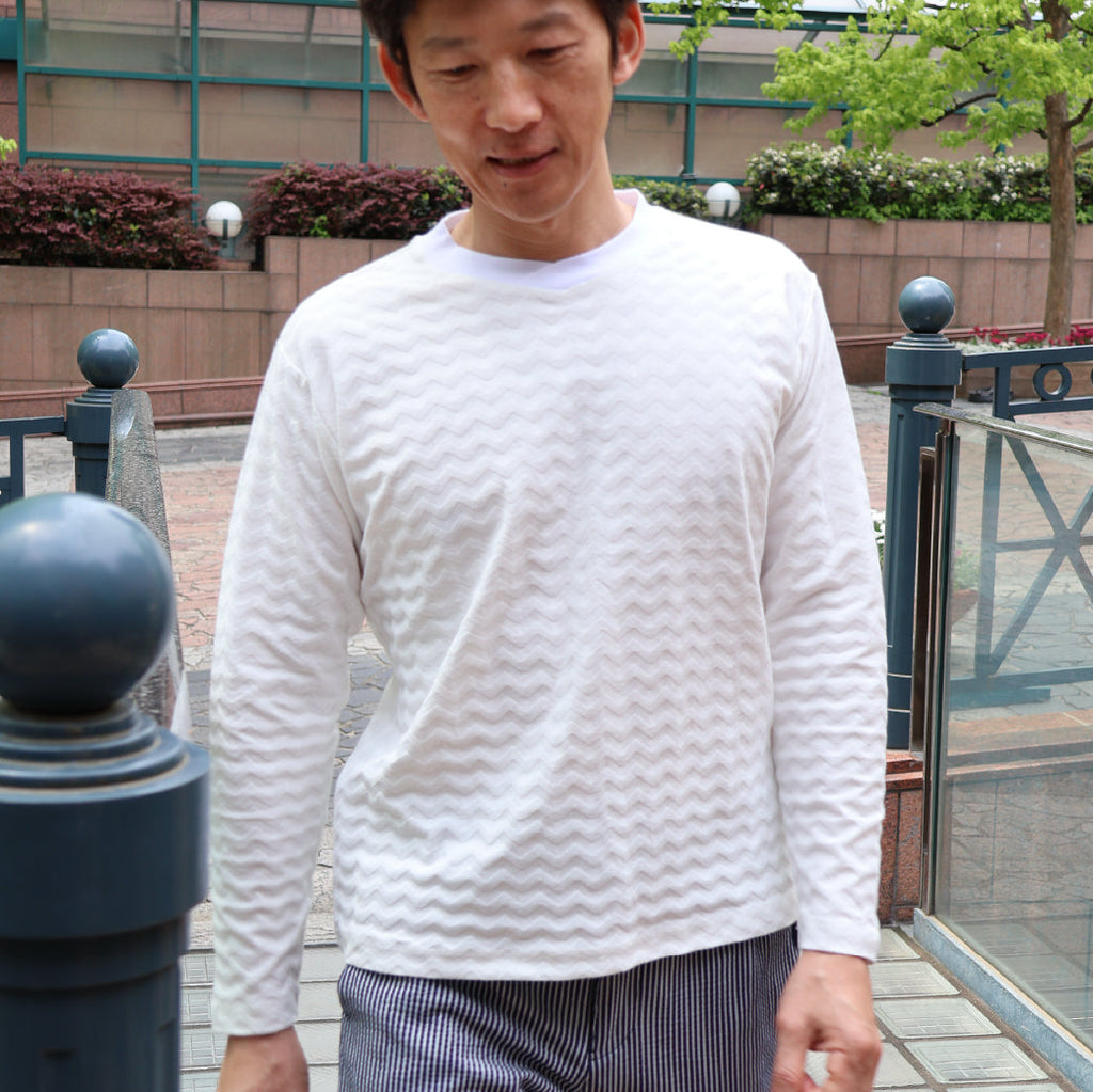 ヘリンボーンリンクス柄　ロングスリーブTシャツ 41-133101