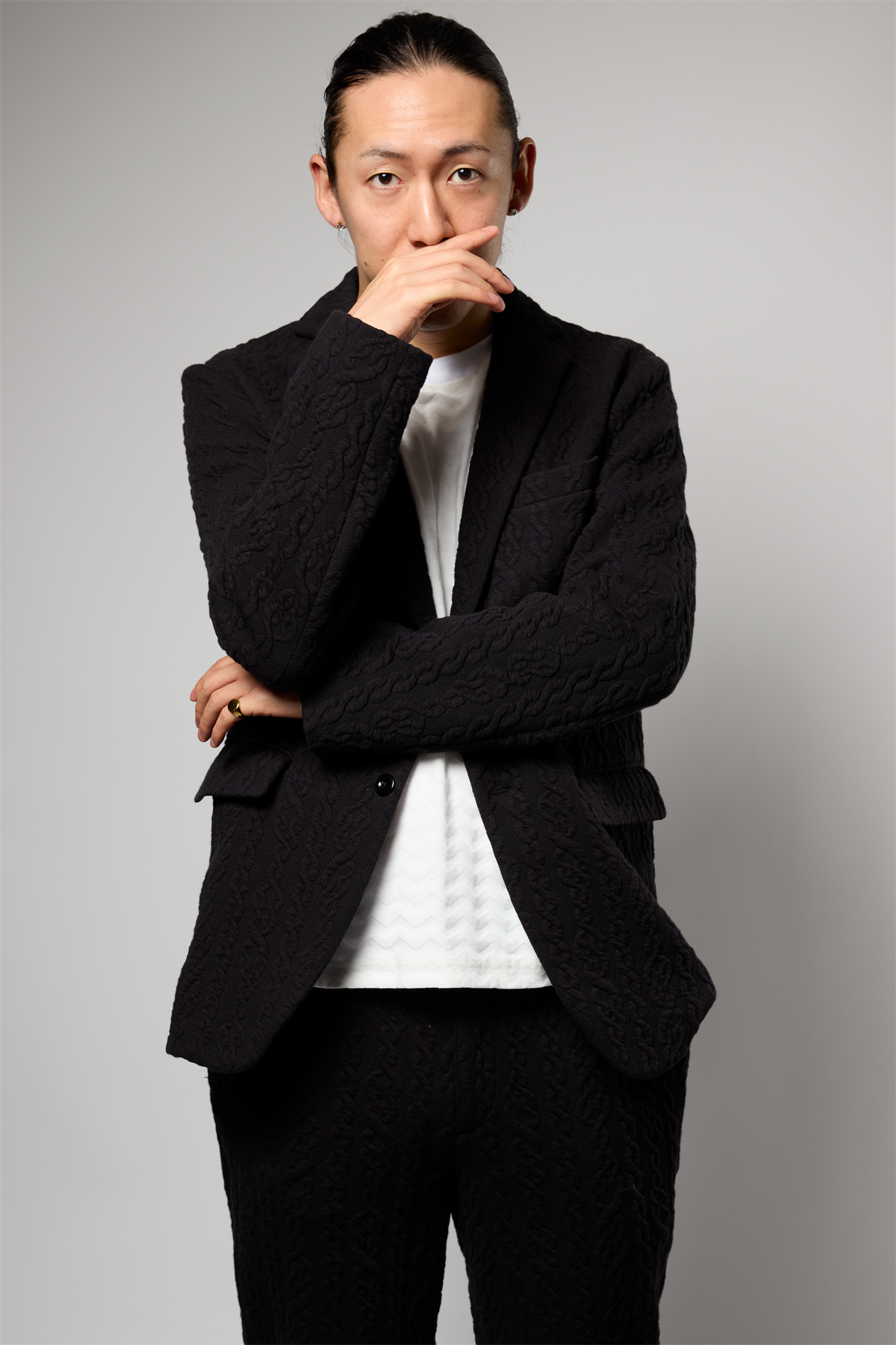 縄ストライプキルトジャケット 41-349100