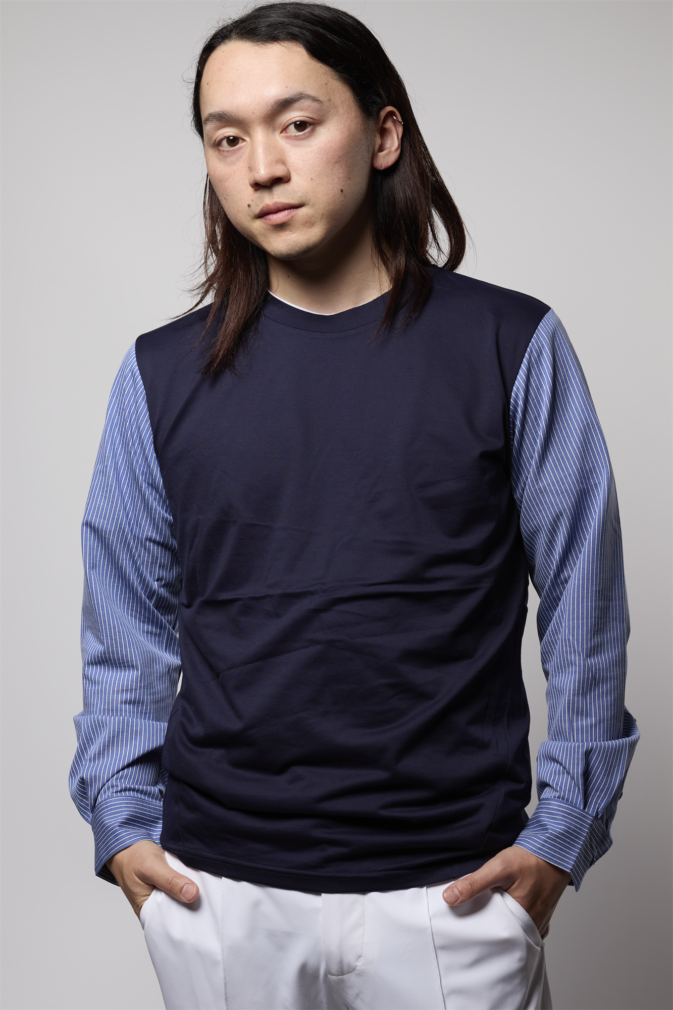 袖切り替えシャツ クールマックス 日本製 R1-183102