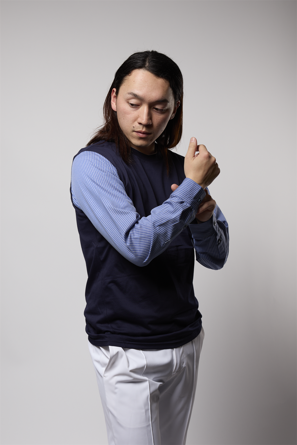 袖切り替えシャツ クールマックス 日本製 R1-183102