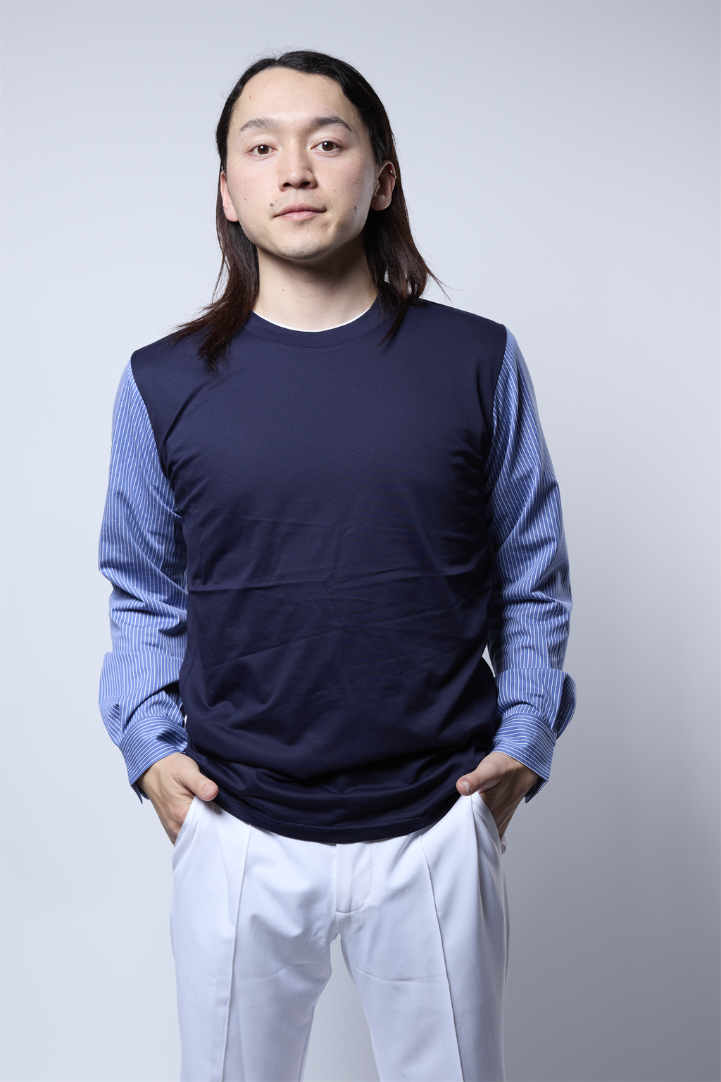 袖切り替えシャツ クールマックス 日本製 R1-183102