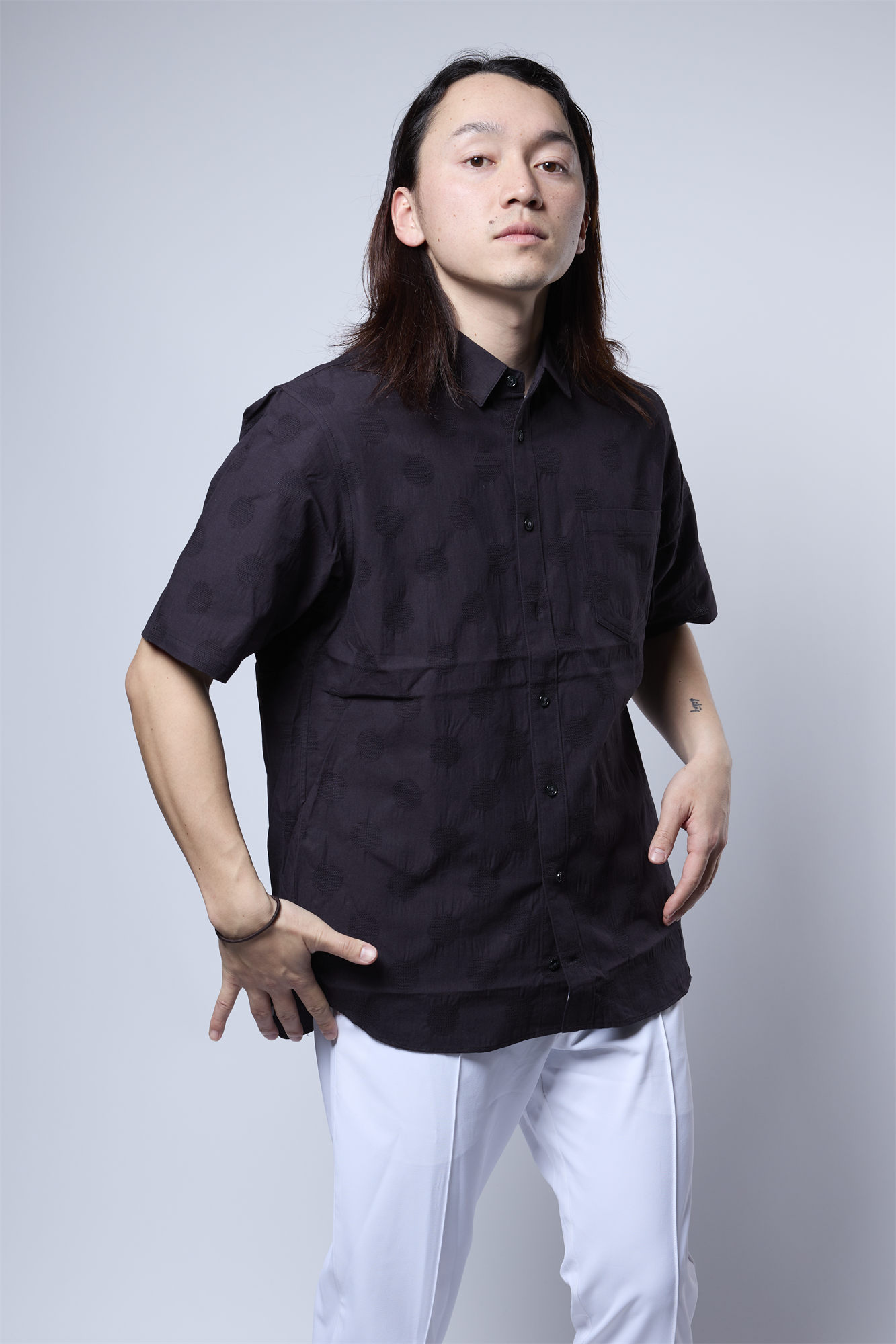 メンアサドットジャカードシャツ 41-114306