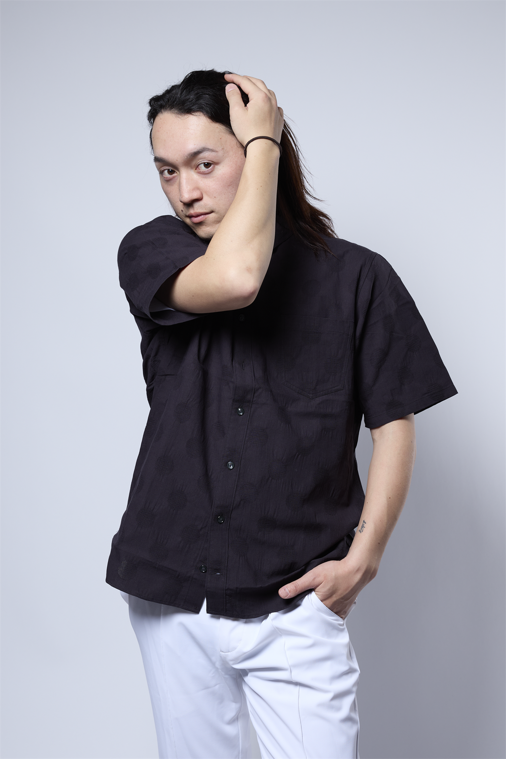 メンアサドットジャカードシャツ 41-114306