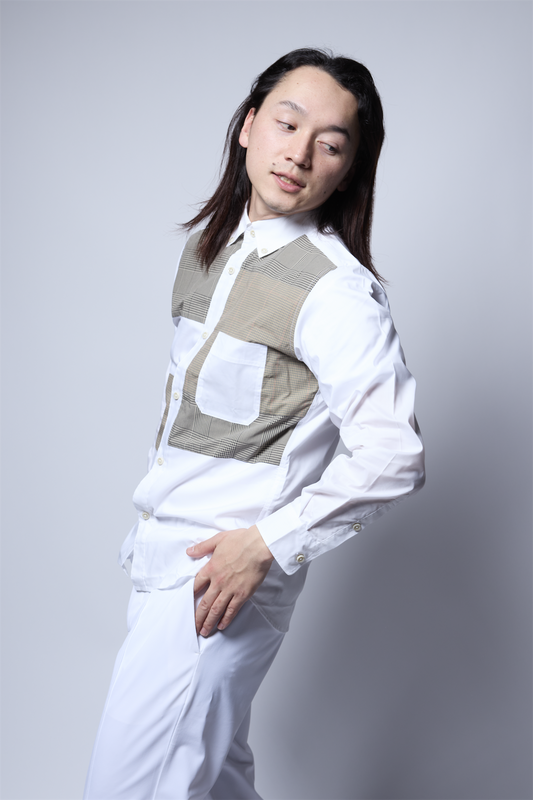 ブロード異素材コンビシャツ コーデュラ 日本製 R1-183101