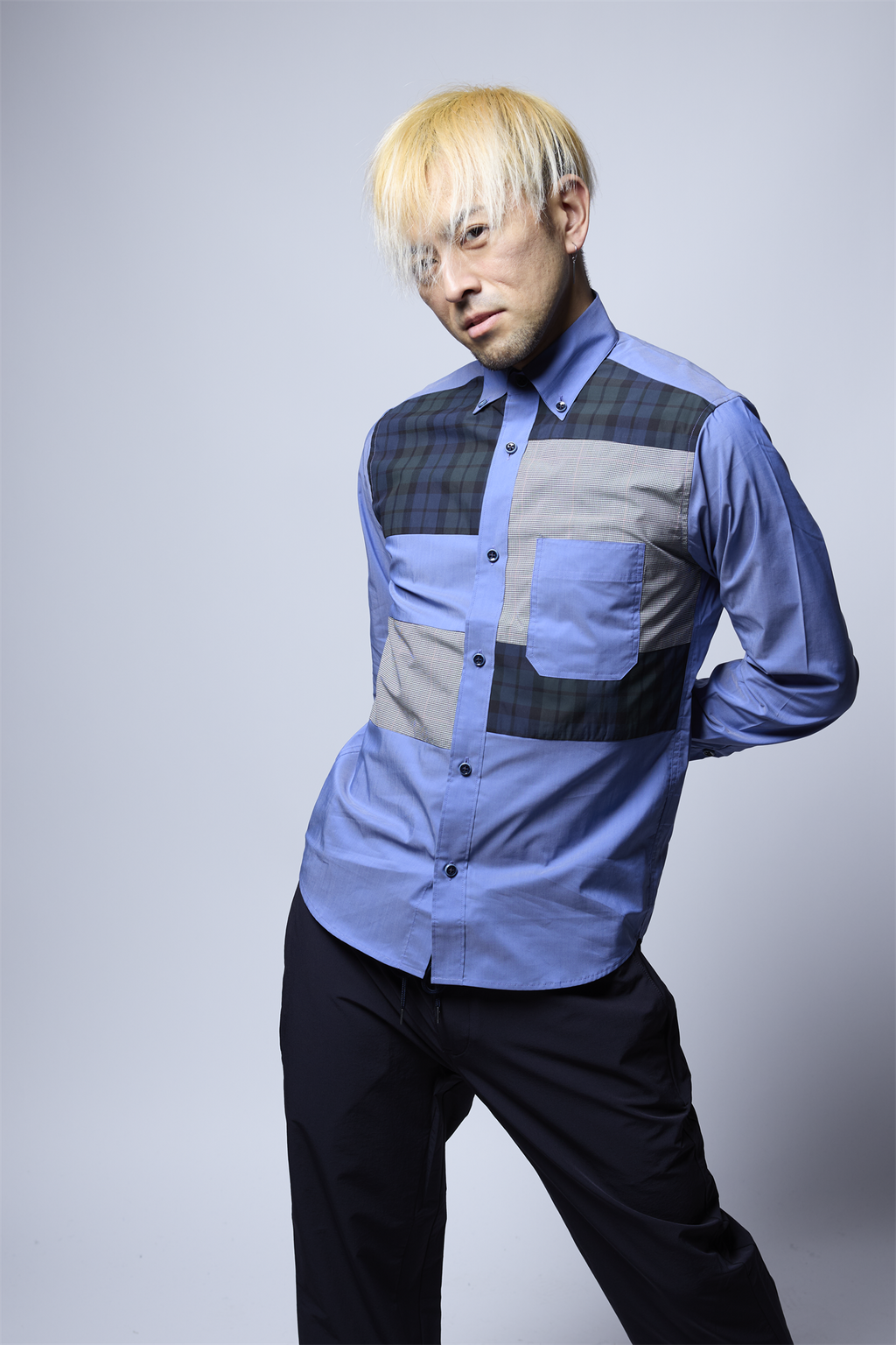 ブロード異素材コンビシャツ コーデュラ 日本製 R1-183101