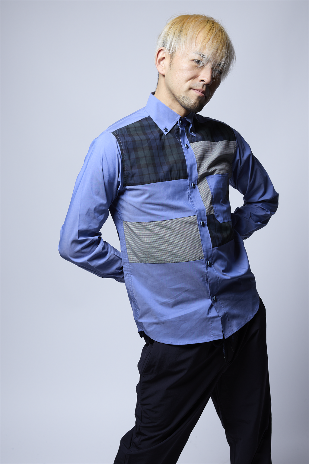 ブロード異素材コンビシャツ コーデュラ 日本製 R1-183101