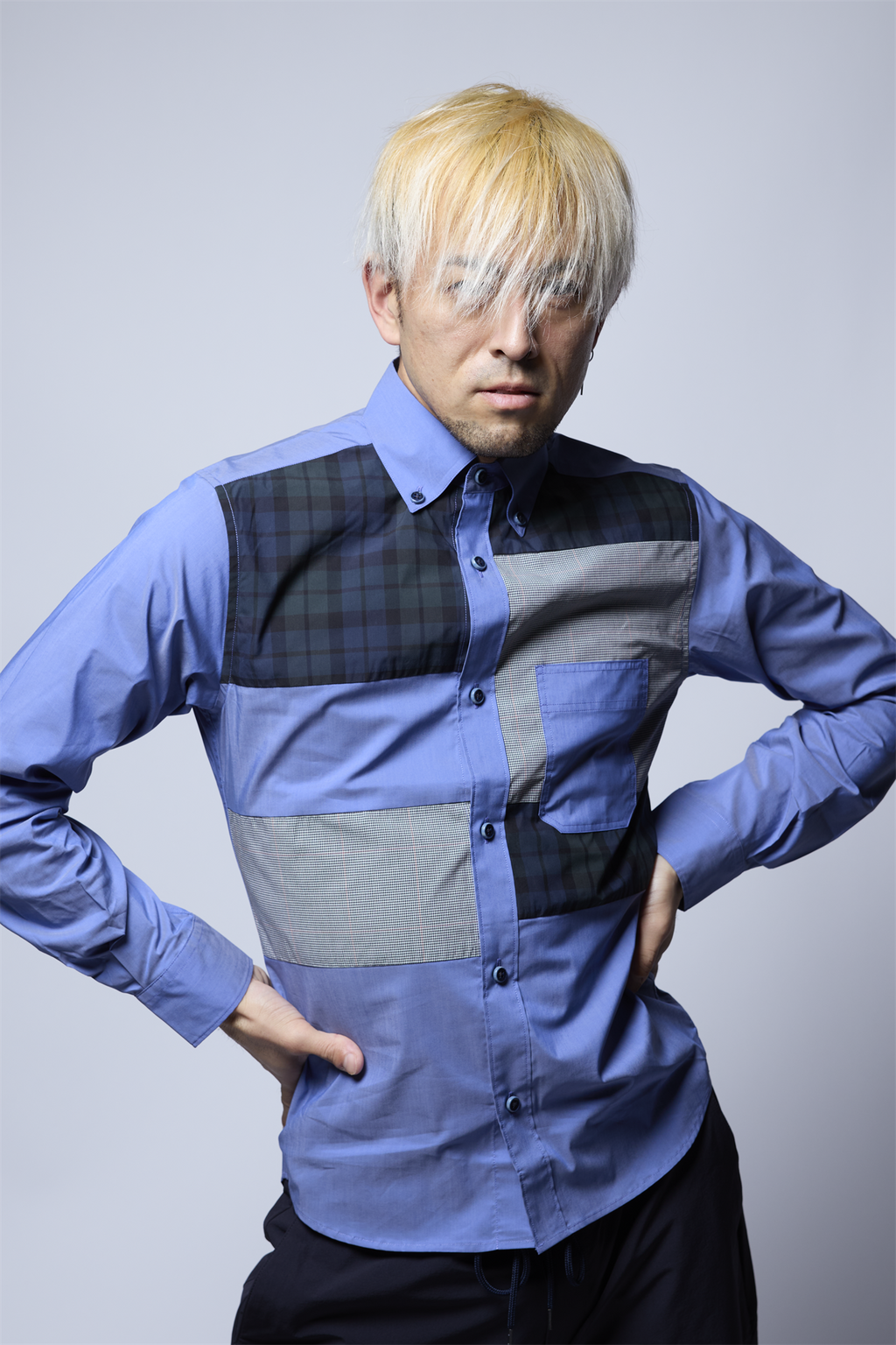 ブロード異素材コンビシャツ コーデュラ 日本製 R1-183101