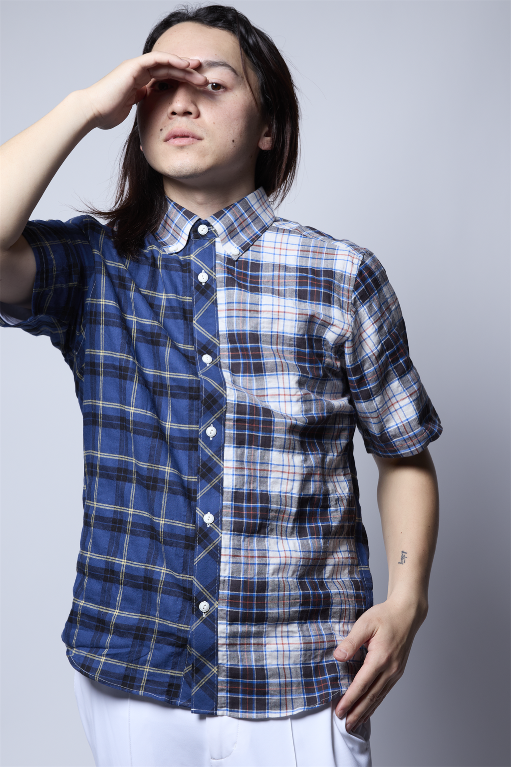 ヘリンボンシャーリングチェックシャツ タータンチェック 日本製 R1-184302