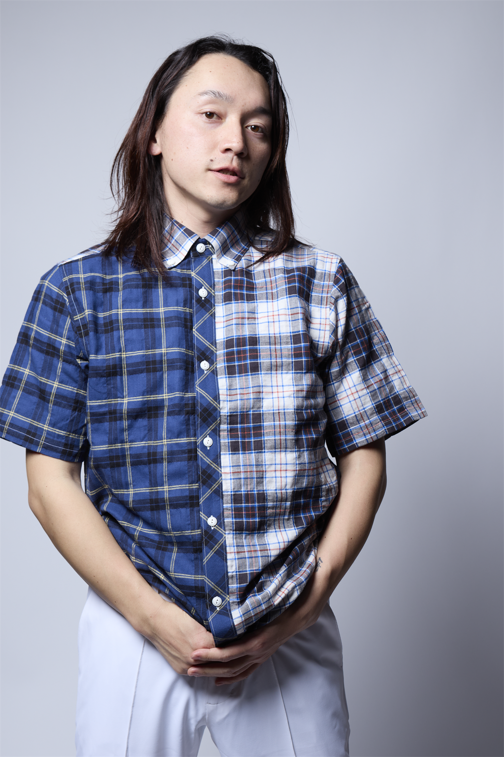 ヘリンボンシャーリングチェックシャツ タータンチェック 日本製 R1-184302