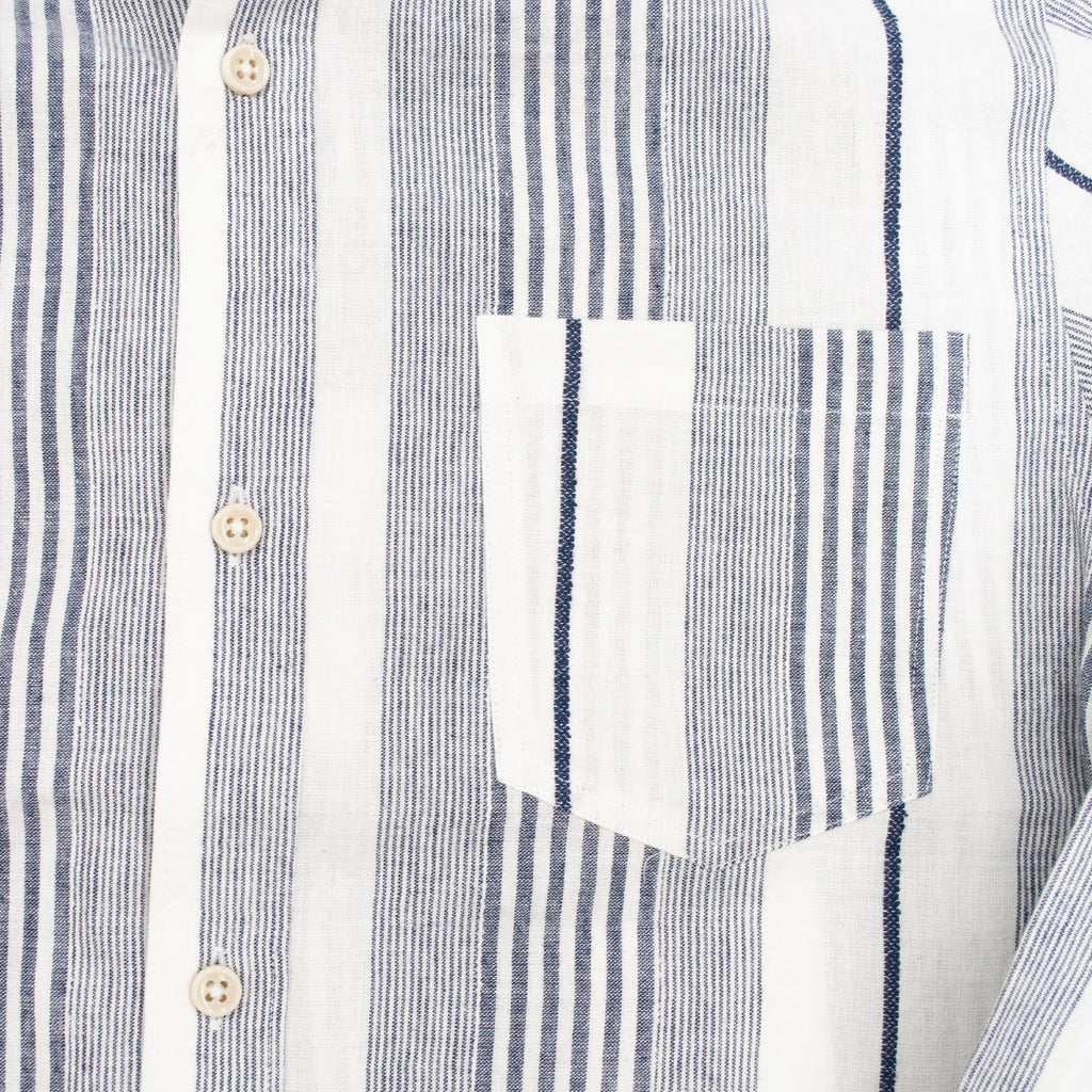 綿麻パナマストライプシャツ 日本製 R1-183100