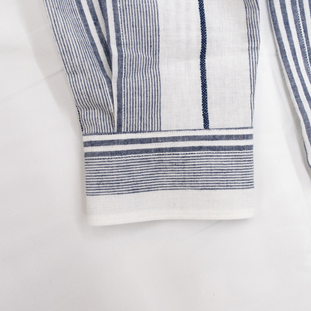 綿麻パナマストライプシャツ 日本製 R1-183100