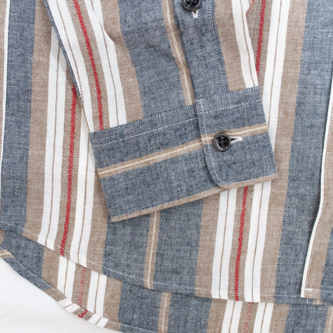 綿麻パナマストライプシャツ 日本製 R1-183100